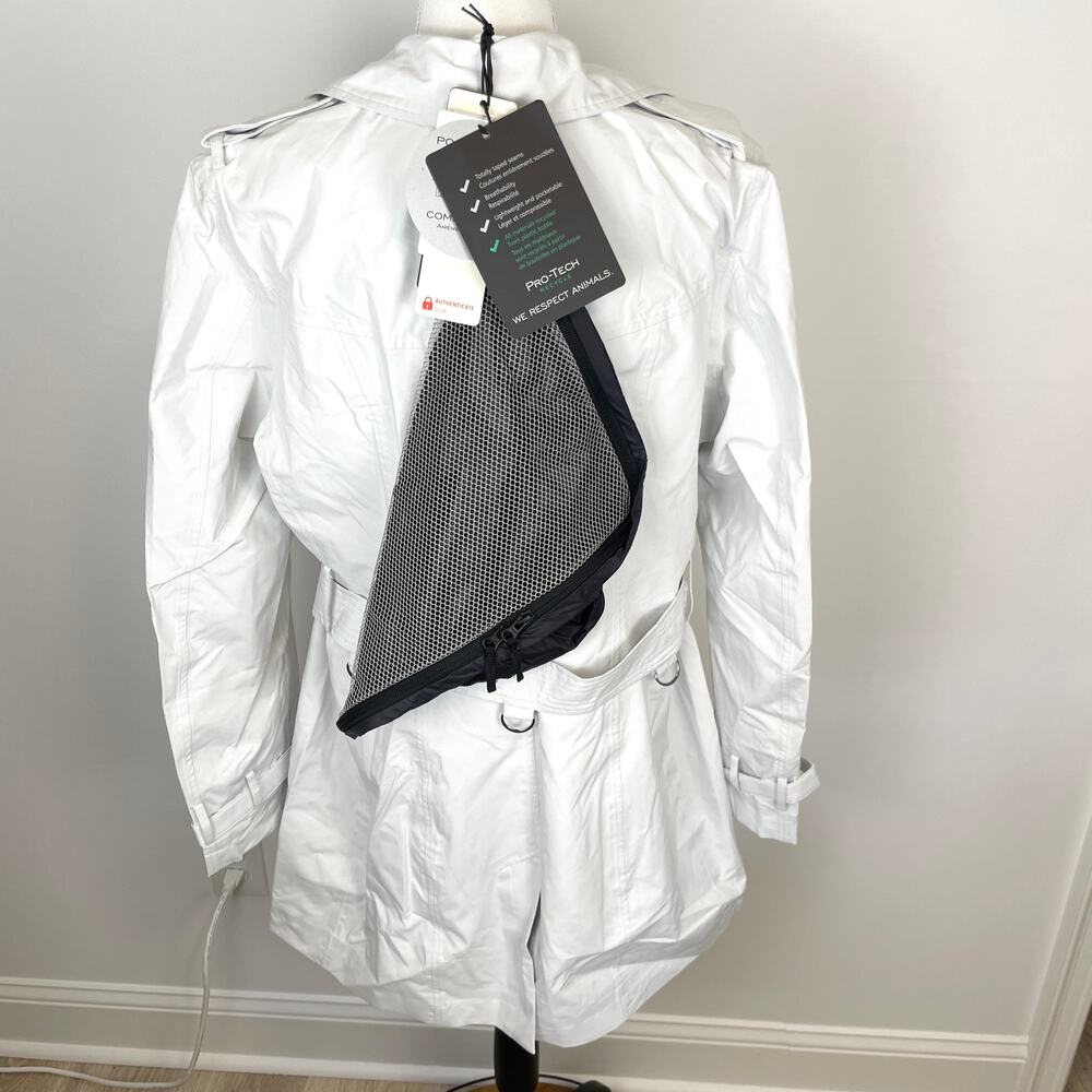 Save The Duck Pro Tech Belted Double Breasted Trench Coat In White Size XXL New - Picture 8 of 16
